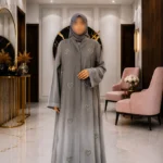 A1-LC001 - Tie and Dye Heart Cut Dana Abaya (Mist)