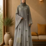 A1-LC004 - Tie and Die Bow Cut Dana Abaya (Sage Grey)