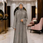 A1-LC001 - Tie and die Heart Cut Dana Abaya (Taupe)