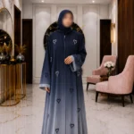 A1-LC001 - Tie and Dye Heart Cut Dana Abaya (Blue)