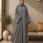 A3-LC003 - Embossed Butterfly Abaya (Ash Gray)