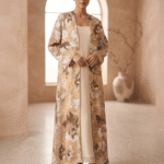 Earthy Abstract Printed Abaya (A1-LC0015)