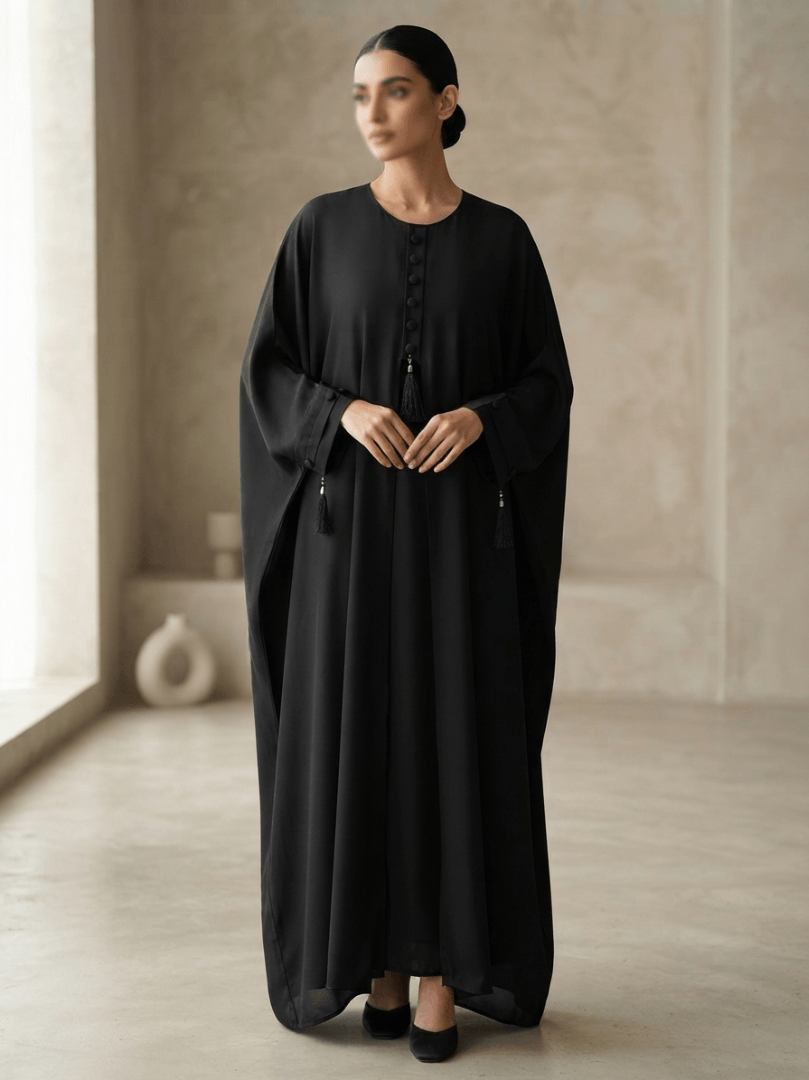 1783784951042 Relaxed-Fit Tassel Abaya <br/> (A1-LC0019) - Image 1