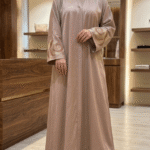 Ethereal Beige Floral Embroidered Abaya (A1-LC005)