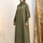 Olive Serenity Embroidered Abaya (A1-LC0016)
