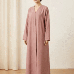 Dusty Rose Floral Textured Abaya (A1-LC008)