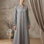 Midnight Mist Grey Embroidered Abaya (A1-LC007)