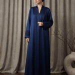Midnight Teal Embroidered Statement Abaya (A1-LC002)