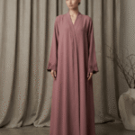 Mauve Lace-Trimmed Elegance Abaya (A1-LC0012)